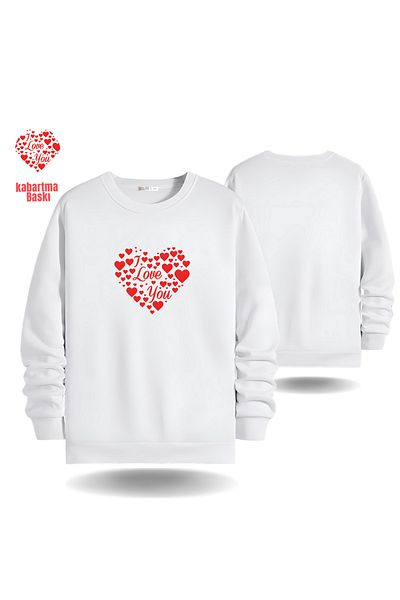 Gölge Store Love Hearts για την Ημέρα του Αγίου Βαλεντίνου Slimfit Hoodie με κουκούλα - Ανδρικό Γυναικείο Φούτερ 6002