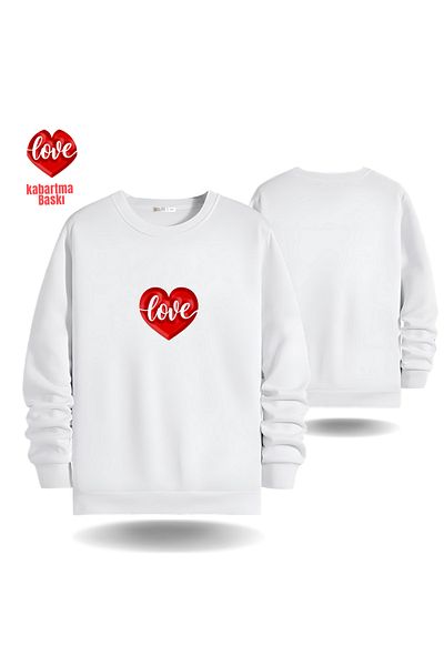 Gölge Store love heart Ανάγλυφο ανδρικό γυναικείο φούτερ με λαιμόκοψη για την ημέρα του Αγίου Βαλεντίνου 6007