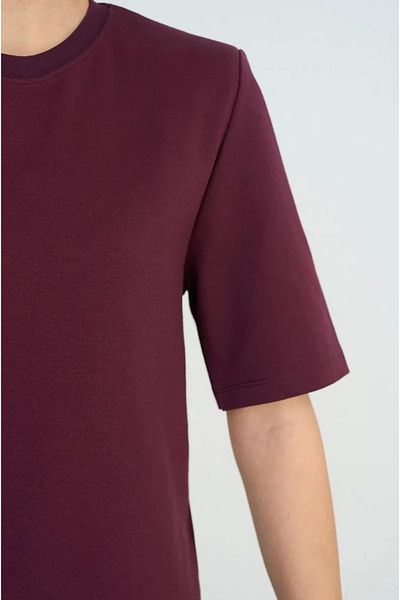 Askı Nişantaşı Burgundy Crew Neck Premium Padded Short Sleeve T-Shirt