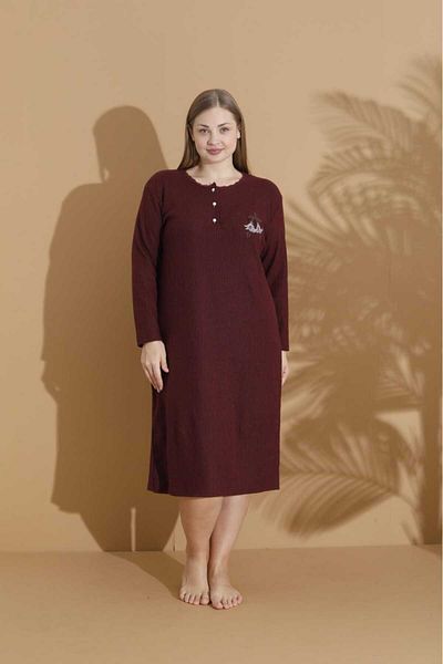 LİLA İÇ GİYİM Report Long Sleeve Battal Size Nightwear