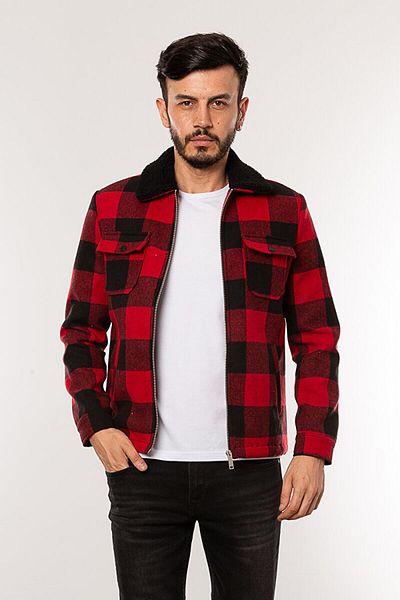 Cazador 1003-Fw Men's Plaid Coat