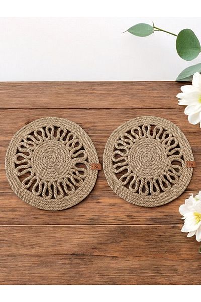 CollessiaHome Handmade Organic Jute Trivet Wicker Rope Trivet Teapot / Pot Mat - 23 cm - 2 Pcs