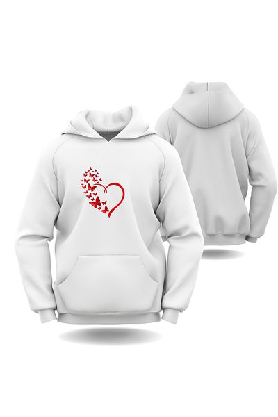 Gölge Store Slimfit Hoodie με μοτίβο πεταλούδας για την ημέρα του Αγίου Βαλεντίνου - Ανδρικό Γυναικείο Φούτερ 6004