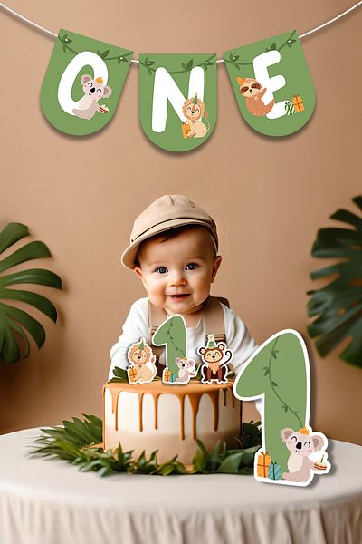 Niksy Design Set de mini ornamente pentru petrecere cu tematică Safari Concept de aniversare