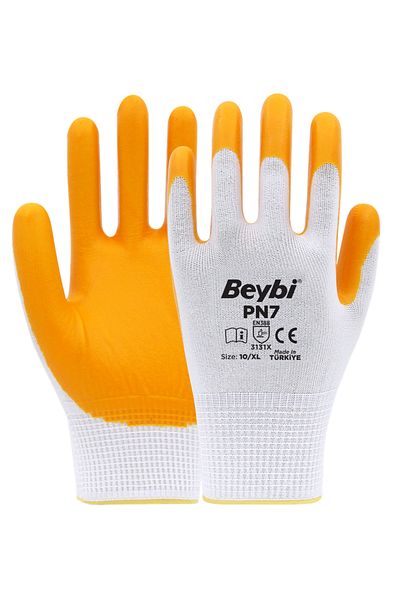 Beybi | 12 Paar Arbeitshandschuhe - Polyester, Nitril 1/2-beschichtung