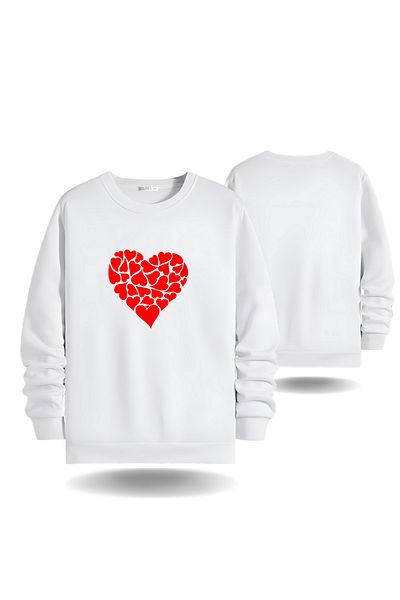Gölge Store Little Hearts Valentine's Day Crew Neck Ανδρικό γυναικείο φούτερ Slimfit 6010