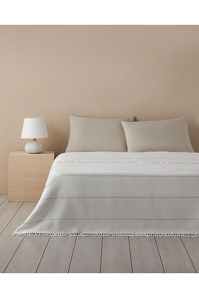 English Home Διπλή Βαμβακερή κουβέρτα Sparkly Glitter - 200x220 cm Λευκή