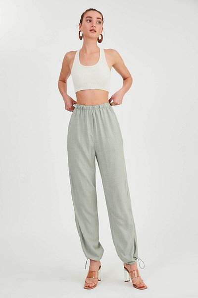 Vitrin Viscose Linen Trousers with Elastic Waist and Legs
