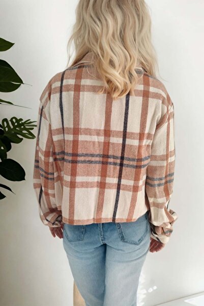 Vitrin Plaid Pattern Pocket Crop Lumberjack Shirt