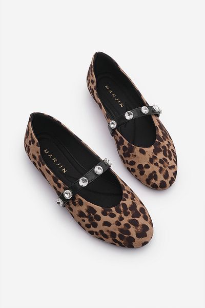 Marjin Leopard Print Stoned Banded Women's Babet Kiyas