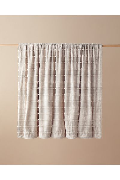 English Home Sherpa Supersoft Bright Line Double Blanket - 200X220 cm Cream