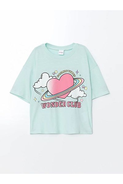 LC Waikiki Set de pijamale pentru fete LCW Kids Blue Crew Deck