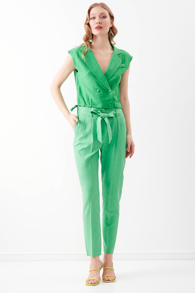 Vitrin High Waist Belt Detailed Trousers