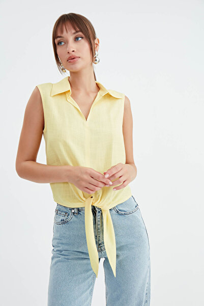 Vitrin Viscose Linen Shirt - Tie-Up Design