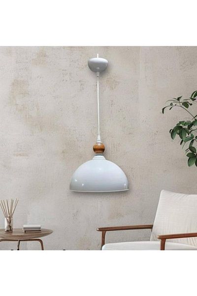 DEDE White Metal Pendant Lamp - Single Piedra Sivama Chandelier