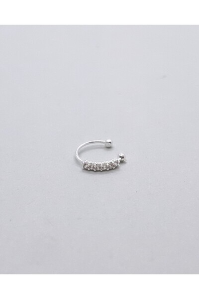 Set 925 Ayar Gümüş Zirkon Taşlı Sıkıştırmalı, Fake , Deliksiz Halka Hızma