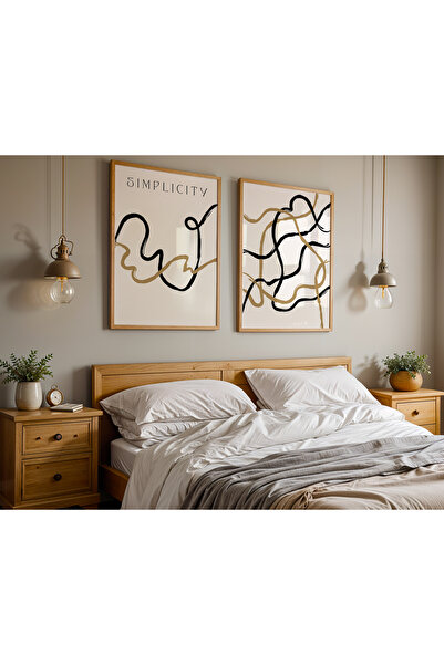 Peppy Rooms Ahşap Çerçeveli  İkili Tablo Seti Mdf Dekoratif Bohem PEPPY-0090