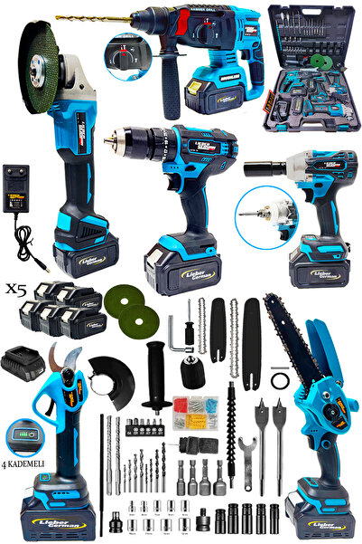 Lieber German Kömürsüz Motor 5 Akülü 6lı Set Prof. Dal Budama Makas Kırıcı Ta...