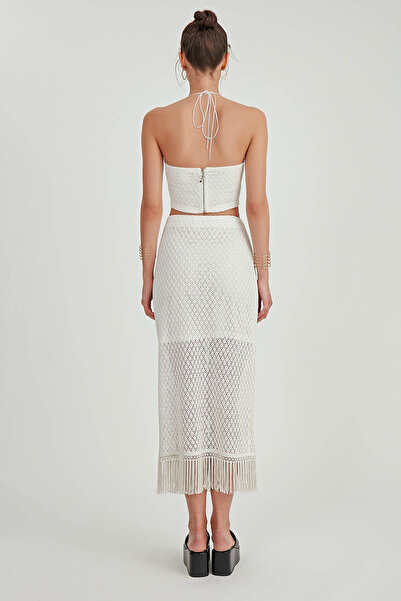 Vitrin Tasseled Skirt - Midi Length Lined