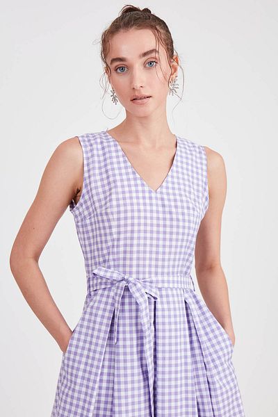 Vitrin Φόρεμα Gingham με σχέδιο - Λεπτομέρεια ζώνης μέσης