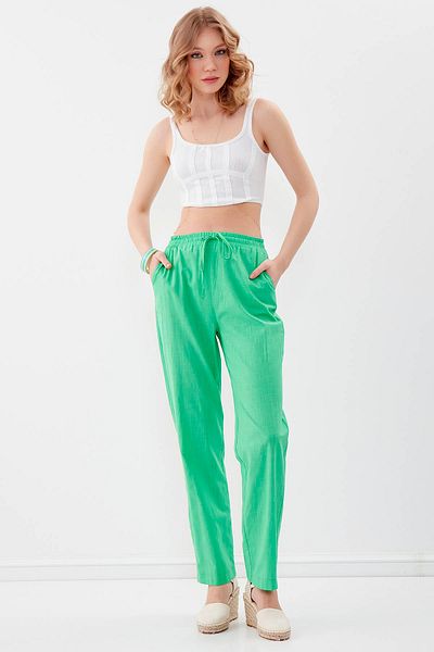 Vitrin Viscose Linen Comfortable Trousers with Elastic Waist