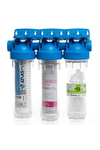 Atlas Housing 3'lü Su Arıtma Filtresi Ve Kabı Daire-bina Girişi Arıtma 10'' M...