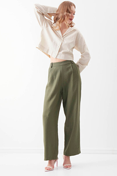 Vitrin Side Zipper Wide Leg Comfortable Trousers