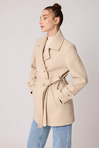 Vitrin Κοντό κασμίρ παλτό με κουμπιά μπροστά