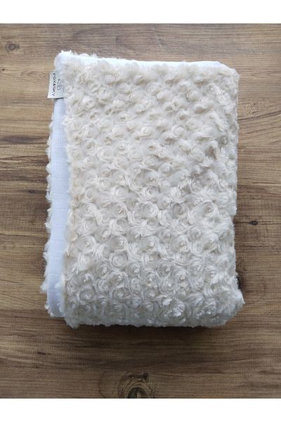 Fox&Sky 100% Cotton Double Sided Fiber Baby Quilt – Muslin & Cream Rose Patterned Plush – 80X100 cm