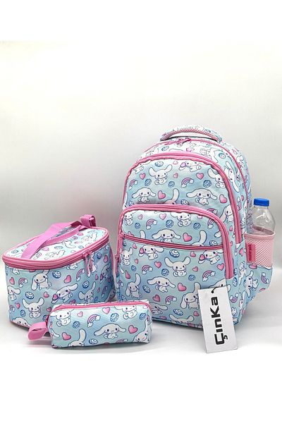ms mixxstore Rucsac pentru școală primară pentru fete cu model de caractere cu suport pentru spate și suport pentru pix