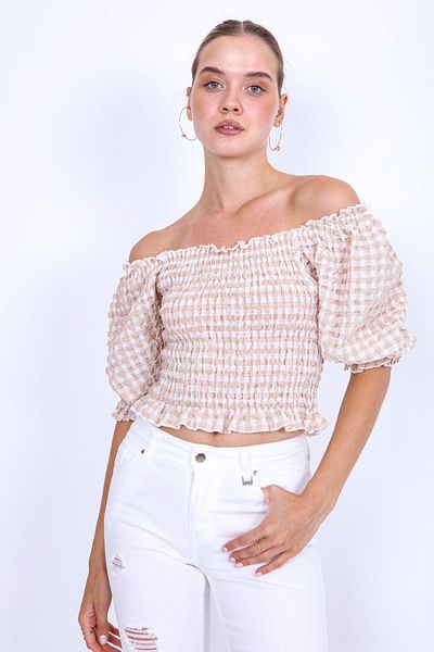 Vitrin Glitzerbluse mit Gingham-Muster