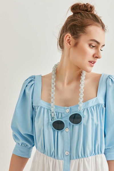 Vitrin Square Neck Colorblock Dress