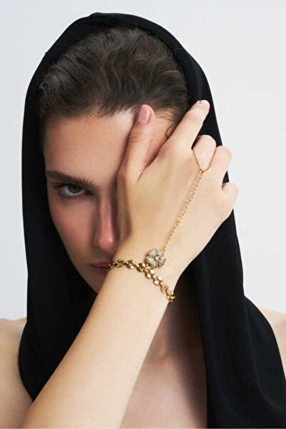 Mon Reve Evelyn Altın Kaplama Yonca Zirkon Charm Zincir Şahmeran