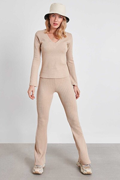 Vitrin Ежедневни панталони от плетен плат на райета