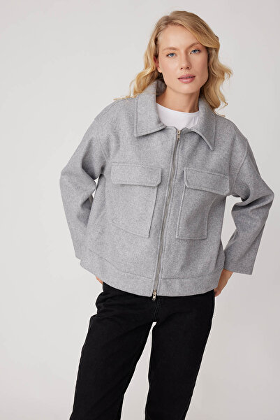Vitrin Zippered Stamp Jacket with Cover Pockets