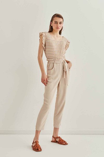 Vitrin High Waist Belted Carrot Trousers