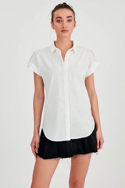 Vitrin Short Sleeve Shirt with Sleeve Detail