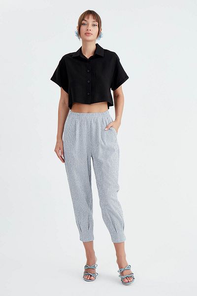Vitrin Pleated Pinstripe Carrot Trousers
