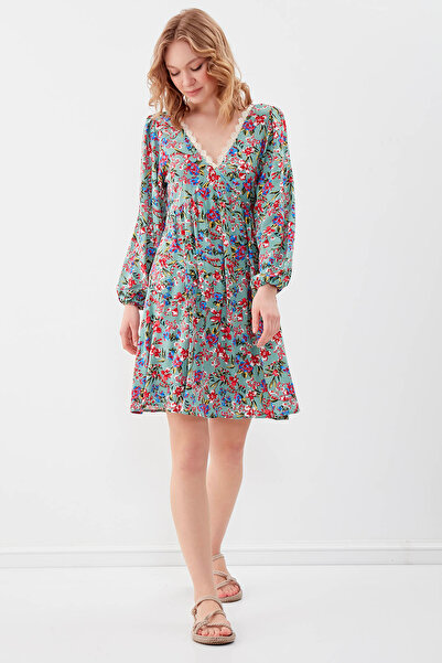 Vitrin Květinové šaty s výstřihem do V a elastickými rukávy