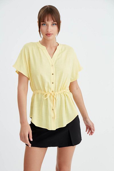 Vitrin Viscose Linen Blouse - Gathered Front Design