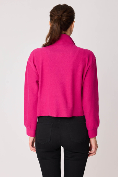 Vitrin Stand Collar Zippered Knitted Sweatshirt