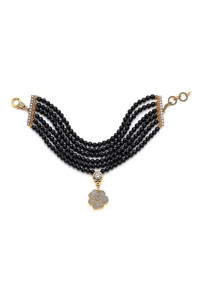 Mon Reve Aurora Onyx Zircon Clover Charm Evening Dress Necklace