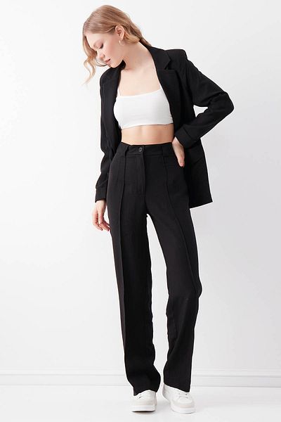 Vitrin Viscose Linen Front Seam Trousers