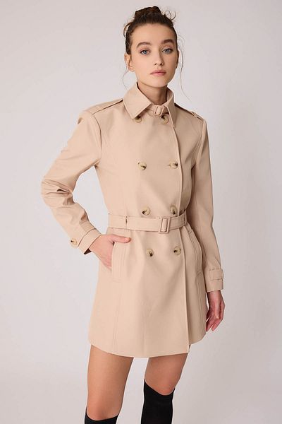 Vitrin Button-Front Belted Trench Coat