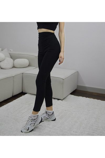 ŞevAyy Black Women's Sports Leggings High Waist Stretchy and Gathering Leggings Lycra Leggings