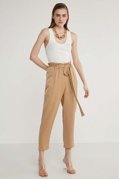 Vitrin High Waist Drawstring Carrot Trousers
