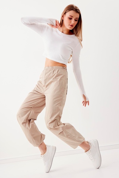 Vitrin Parachute Fabric Trousers with Elastic Detail