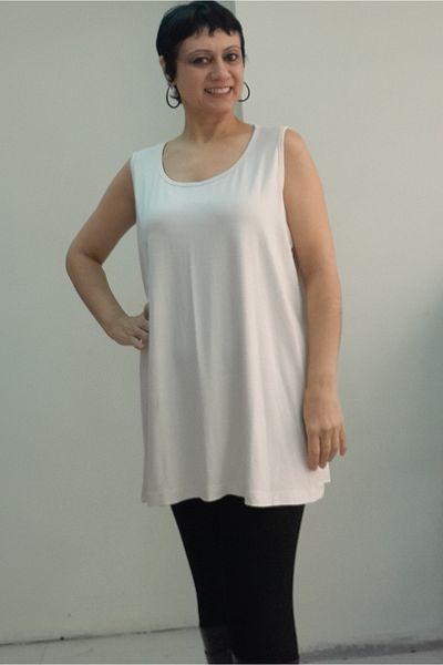 Mertcan Butik Μπλουζάκι από χτενισμένο βισκόζη με κρεμ (μπεζ) χοντρό λουράκι