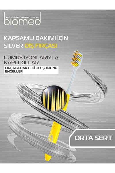 Biomed Medium Firm Silver Toothbrush - Bristles Covered with Silver Ions