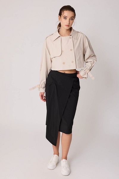Vitrin Lined Front Buttoned Crop Trench Coat
